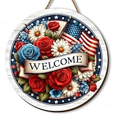 abordables 250e Anniversaire des États-Unis-Plaque de porte en bois patriotique – rouge, blanc &amp;Décoration bleue pour le porche d'entrée à l'occasion du 4 juillet, de la fête nationale américaine et du 250e anniversaire. &amp;Journée du Souvenir,