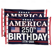preiswerte 250. Jubiläum-2 Stück US-Gedenkflaggen zum 250. Jahrestag der Unabhängigkeit Amerikas – Jahre der Freiheit – mit majestätischem Adler mit ausgebreiteten Schwingen – patriotisches Banner (1776–2026) – Feierlichkeiten zum 500. Jahrestag der Unabhängigkeit am 4. Juli