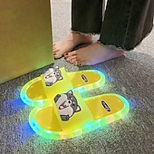 preiswerte Dekorative Lichter-Leuchtende Hausschuhe für Damen und Herren, Hausschuhe für drinnen, Hausschuhe aus Memory-Schaum, flauschig, fürs Schlafzimmer, niedlich, offene Zehen, rutschfest, Plateau-Sandalen für draußen,