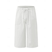 billiga Botten-Dam Capribyxor Sommarshorts Beskurna byxor Capri byxor i linne Mode Grundläggande Vadlängd Medium Midja Slät Snörning Ficka Elastisk midja Lättvikt Andningsfunktion Oelastisk Semester Gata Dagliga