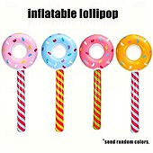 cheap Outdoor Recreation-6pcs Inflatable Lollipops in Random Colors, Inflatable Donut Candy, Birthday Party Decorations, Novelty Toys