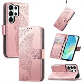 cheap 2026 Samsung Galaxy S26 Series-Phone Case For Samsung Galaxy S26 S26 Plus S26 Ultra Wallet Case Flip Cover with Wrist Strap Kickstand Butterfly Retro TPU PU Leather