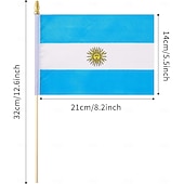 ieftine Meciul de fotbal mondial 2026-Pachet de 25 de steaguri mici din Argentina, mini steaguri argentiniene portabile, pe băț, 5x8 inch, pentru meciul Cupei Mondiale de fotbal, evenimente sportive, decorațiuni de petrecere, aclamații