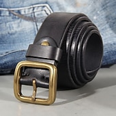 abordables Cinturones de hombre-Hombre Cinturón Hebilla automática Cobre Cuero Vintage Ropa de calle Ocio Color sólido Rojo tinto Negro Diario Exterior Negocio Formal Cinturón de Cintura