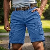 preiswerte Klassiker-Herren Cargohose Cargohosen Cargo-Shorts Shorts Freizeitshorts Tasche Einfach Einheitliche Farbe Knielang Lässig Outdoor Streetwear Mode Streetwear Blau Schwarz Unelastisch