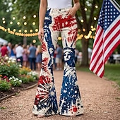  250e jubileum VS Retro vintage Jaren '70 Broeken Bell Bottom broek Hippie Schijf Hoge taille Kostuum Dames Maskerade 4 juli Feest Independence Day Volwassenen Broeken