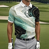 cheap Men's Golf Polo-Men's Golf Line Sports Polo Shirts Short Sleeve Polo Shirts Collared Shirts Casual Athleisure Buttons Summer Spring Blue Purple Green