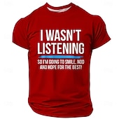  Мужская футболка с саркастическим принтом "Я не слушал, поэтому буду улыбаться, кивать и надеяться на лучшее", стандартный крой, короткий рукав, круглый вырез, повседневная, подарок, дизайнерская