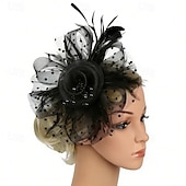 cheap Fascinators-Fascinators Net Wedding Birthday Vintage Cute With Feather Tulle Headpiece Headwear