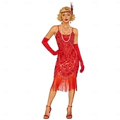 baratos Vestidos dos anos 1920-Conjunto Loucos anos 20 Anos 20 Retro Vintage Até os Joelhos Vestido melindroso Vestido Coquetel Sem Mangas O Grande Gatsby Menina melindrosa Paetês Franja Fantasia Mulheres Dia Das Bruxas Carnaval