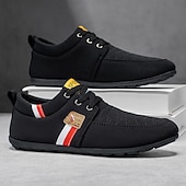 cheap Casual Lace-Up Shoes-Men's Black Faux Leather Sneakers – Fashionable and Comfortable for Casual Outings, Work and Travel