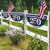 preiswerte 250. Jubiläum-2 Stück U.S. 250. Jubiläumsflagge 1,5x3 FT 1776-2026 Fan-Flags Wimpel-Flagge patriotische Sterne Garten-Schilder hängende Dekoration für draußen Eingangstür Veranda Willkommens-Hintergrund mit