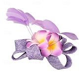 billige Fascinatorer-fascinators Linfrø Bryllup Bursdag Årgang søt stil Retro Rød Med Fjær Blomst Hodeplagg Hodeplagg