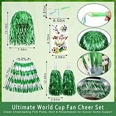 cheap World Soccer Match 2026-5pcs/set Soccer Summer Global Match Fan Gear Set, Wig Hat with Handheld Cheer Pom Poms, Football Fan Costume Accessories for Game Day Party Sports Events