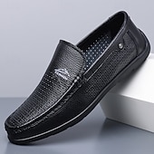economico Scarpe Casual Slip-On-mocassini da uomo bianchi traforati, slip-on traspiranti, scarpe casual da guida per l'uso quotidiano, ufficio, viaggi, outfit del fine settimana, stile smart casual estivo e camminate comode