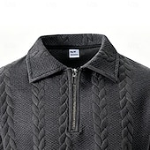 abordables Polo classique pour homme-Homme Polo Polo à fermeture éclair Occasionnel Quotidien Zip quart Manche Courte Mode Uni Fermeture éclair Été Printemps Coupe régulière Noir Blanche Kaki Gris foncé Polo
