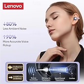 baratos Fones de ouvido abertos-Fones de ouvido sem fio Lenovo com clipe de orelha aberto, Bluetooth 5.3, estojo de carregamento, 25 horas de reprodução, compactos. &amp;Som potente, microfone embutido, fones de ouvido confortáveis para