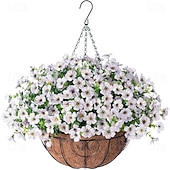 economico Fiore finti-Fiori artificiali pendenti con cestino, piante finte pendenti con fiori di seta artificiali resistenti ai raggi UV per esterni e interni, primavera estate, portico, patio, balcone, giardino,