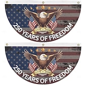 tanie 250. rocznica-2SZT Flaga 250. rocznicy USA 1,5X3 FT Flagi Fani 1776-2026 Patriotyczne Gwiazdy Ogrodowe Znak Zawieszony Dekor dla Na Zewnątrz Drzwi Frontowe Weranda Powitanie Tło z Mosiężnymi Oczkami