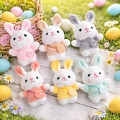 baratos Brinquedos Originais-Chaveiros de coelhinho de pelúcia em miniatura para cestas de Páscoa, lindos enfeites de mochila em formato de coelho de pelúcia com bolsinha, lembrancinhas para festas infantis, prêmios para caça aos