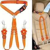 abordables Accesorios para vehículos-Cinturón de seguridad doble para perros, nuevo cinturón de seguridad doble para reposacabezas de coche para mascotas, correa para perros sin enredos, ajustable con elástico, divisor de correa para