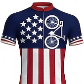  America's 250th Anniversary Independence Day Men Cycling Jersey Downhill Jersey American US Flag Short Sleeve Bike Jersey T Shirt with 3 Rear Pockets UV Resistant Fast Dry With Pockets Front Zipper