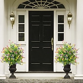 baratos Flor artificial-Estaca de flor artificial de 56 cm (22 polegadas) para decoração de jardim com camélias multicoloridas. &amp;Decoração de jardim em plástico resistente que não desbota, para todas as estações.