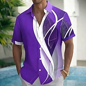 preiswerte Geometrische Muster-Herren Farbverlauf Wellen Abstrakte Kunst Hemd Sommerhemd Knopfhemd Kurzarm Business-Casual Outdoor Urlaub Alltagskleidung Sommer Frühling Umlegekragen 3D-Druck Hemden mit Kragen Eine Tasche vorne