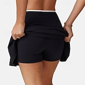 tanie Spódnice i szorty damskie-Damskie Solidne kolory Spódnica casualowa Spódnice tenisowe z szortami Spódnica sportowa Kieszeń Wysoka talia Elastyczny Odvádí pot Oddychający Bransoletka tenisowa Golf Pikle Spódnica Czarny Biały