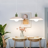 baratos Luzes pendentes-Luminária pendente nórdica de luxo, estilo moderno de meados do século XX, para celeiro; luminária pendente escandinava verde para teto; cúpula de metal; lustre grande estilo industrial para pia de