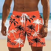 preiswerte Tropische Pflanzen &amp; Blumen-Herren Kokospalme Tropische Pflanzen Badehosen Badeshorts Boardshorts Mittlere Taille Hawaiianisch Strandurlaub Seitentaschen Netzfutter Elastischer Kordelzug in der Taille Designer Bekleidung
