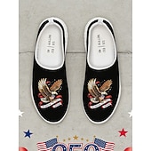  Men's Patriotic Breathable Mesh Slip-On Sneakers – Eagle and Flag Design for Parades, 4th of July, USA Anniversary and National Celebrations