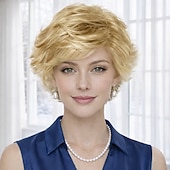 baratos peruca mais velha-Peruca curta e elegante prateada para mulheres - estilo pixie despenteado com volume natural
