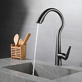 זול ברזים למטבח-ברז כיור מטבח עם מרסס נשלף, ברז מטבח מסחרי בעל ידית אחת בקשת גבוהה