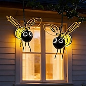 abordables Éclairage paysager-Lot de 2 lanternes solaires suspendues en forme d'abeille, étanches, avec éclairage LED décoratif pour jardin, cour, clôture, balcon, terrasse – ambiance &amp;éclairage paysager