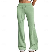 abordables Pantalones de pierna recta-Mujer Pantalones de Deporte Pantalones Pantalones de verano Pantalones casuales Vacaciones Moda Casual / Diario Longitud total Alta cintura Plano Correa Cintura elástica Pierna recta Comodidad Suave