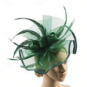 voordelige Fascinators-fascinators Veer Netto Bruiloft Verjaardag Elegant Vintage leuke Style Met Veer Tule Helm Hoofddeksels