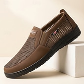 billiga Slip-On vardagsskor-Herrbruna slip-on casualskor, andningsbara, lätta och bekväma promenadloafers för vardagsbruk, kontor, resor, bilkörning, helgfritid och enkel smart casual-stil