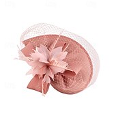 cheap Fascinators-Fascinators Net Wedding Birthday Elegant Vintage Cute With Feather Tulle Headpiece Headwear