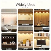 رخيصةأون ضوء مجلس الوزراء-مصابيح ذكية تعمل بمستشعر حركة على شكل عين قطة للخزائن، 30/40/50 سم، إضاءة LED ثلاثية الألوان قابلة للتعتيم، قابلة لإعادة الشحن عبر منفذ USB، مزودة بمشبك مغناطيسي، لا تحتاج إلى أسلاك، مصباح ليلي متعدد