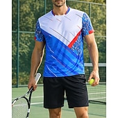 economico Camicia da uomo-Per uomo Blocco di colori A righe Maglietta sportiva Maglia da tennis Maglietta da tennis Manica Corta Asciugatura Rapida Elastico Traspirante Tennis Da golf Pickleball Girocollo Top Blu