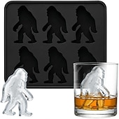 baratos Formas para Bolos-Forma de gelo Pé Grande, formas de gelo Pé Grande, cubo de gelo de silicone Sasquatch com 6 cavidades &amp;Bandeja de picolés para drinks de Halloween com uísque, fácil de desenformar. &amp;Pode ser lavado na