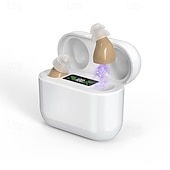 baratos eletrodomésticos-Aparelhos auditivos recarregáveis para idosos - par de amplificadores de som pessoais digitais intra-auriculares com qualidade de som superior, redução de ruído inteligente e indicador de bateria.
