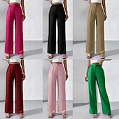 ieftine pantaloni rochii de dama-Pentru femei Pantaloni Costume Pantaloni de vară Vacanță Modă Casul Zilnic Lungime totală Talie Înaltă Culoare solidă Simplu Fermoar Buzunar Picior Larg Confort Ușor Απαλό Micro-elastic Haine de