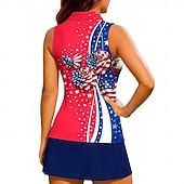 economico Camicia Donna-250° anniversario dell'America Giornata dell'indipendenza Per donna Bandiera Nazionale Maglietta sportiva Polo da golf Maglia da tennis Senza Maniche Cerniera Floreale UPF50+ Resistente ai Raggi UV