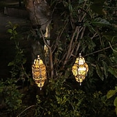 abordables Éclairages pour allées-Lanterne suspendue d'extérieur à projection solaire baroque en métal creux, étanche, avec éclairage LED pour jardin, cour, allée, pelouse, terrasse, fête, vacances, ambiance chaleureuse, violet