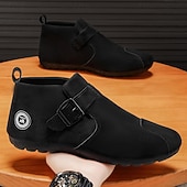 billige Slip-On hverdagsko-Grå herresko i kunstskinn med borrelås – lette, avslappede komfortsko for jobb, reise og hverdagsbruk
