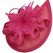 billige Fascinatorer-fascinators Linfrø Bryllup Bursdag Årgang søt stil Retro Rød Med Fjær Blomster Hodeplagg Hodeplagg