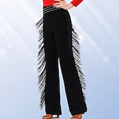 billiga Byxor-dambyxor med vida ben och strassfransar