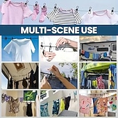 Недорогие Активный отдых на свежем воздухе-Набор из 3 портативных дорожных бельевых веревок, каждая с 12 прищепками — бельевая и сушильная веревка, устойчивая к ветру, сворачивающаяся и эластичная.